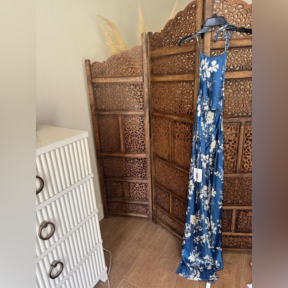 NEW NWT Reformation Jeany Silk Maxi Dress Cyanotype Blue - Picture 3 of 3